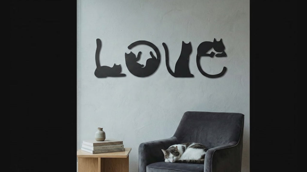 Metal Wall Art Love Cat No Frame Home Decor