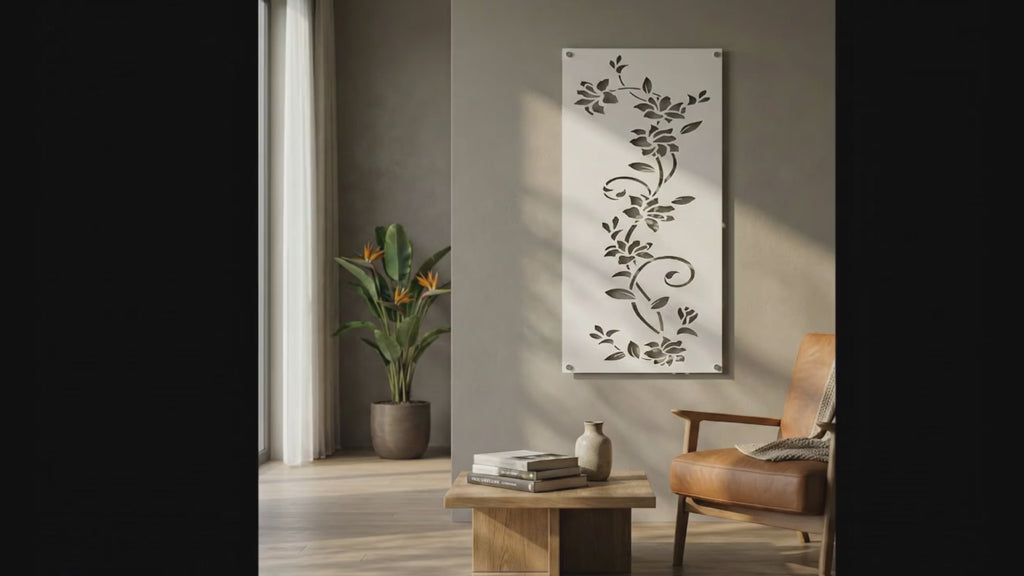 Metal Wall Art White Vines Home Decor