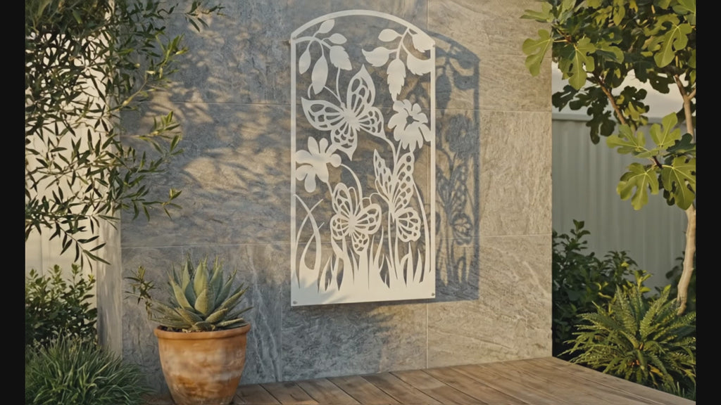 Metal Wall Art Butterfly Flower Screen