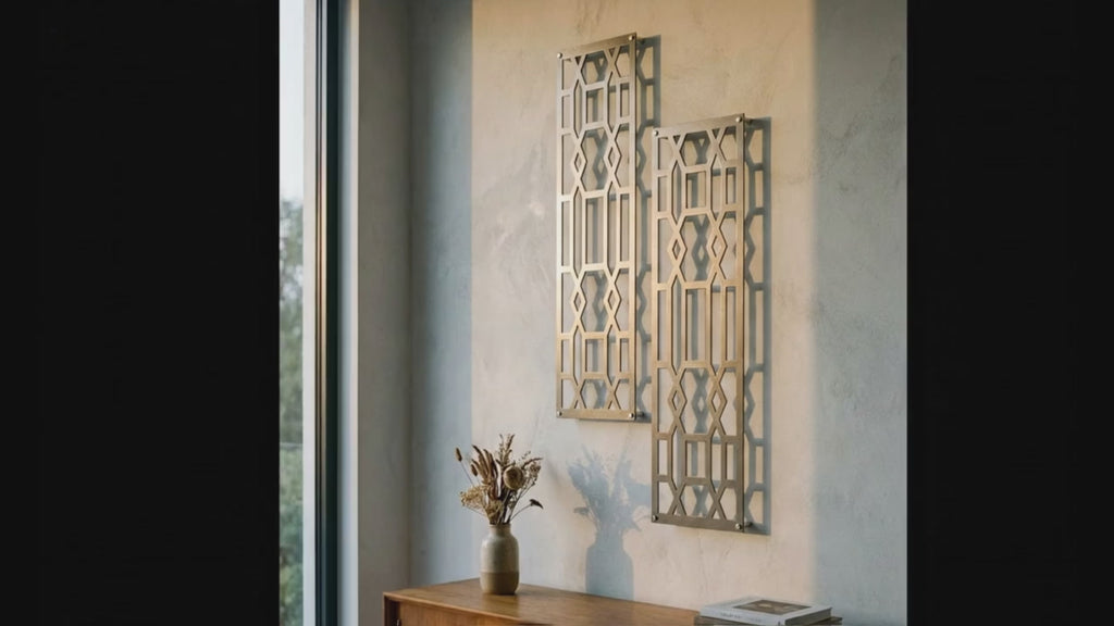 Metal Wall Art Vertical Abstract Diamond Set Home Decor