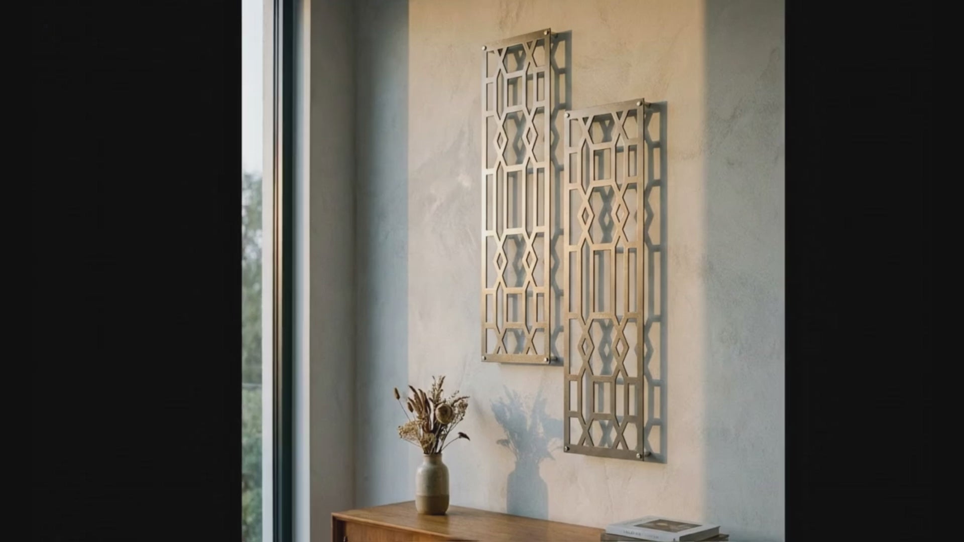 Metal Wall Art Vertical Abstract Diamond Set Home Decor