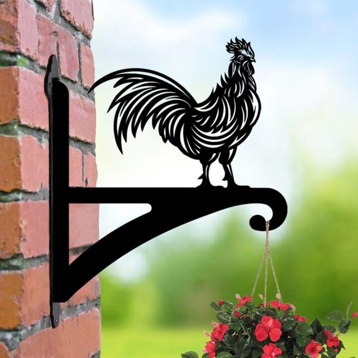 Laser hut hanging basket bracket cockerel