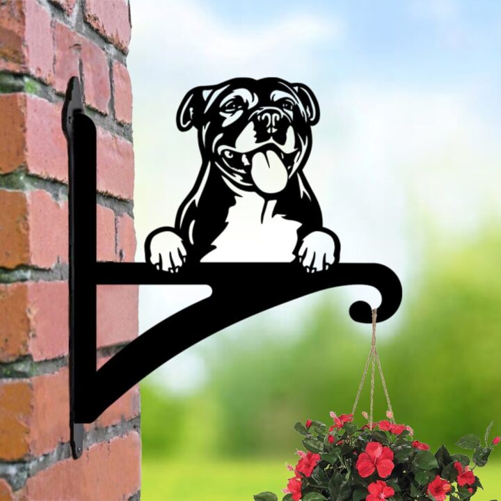 Laser hut hanging basket bracket Staffordshire bull-terrier